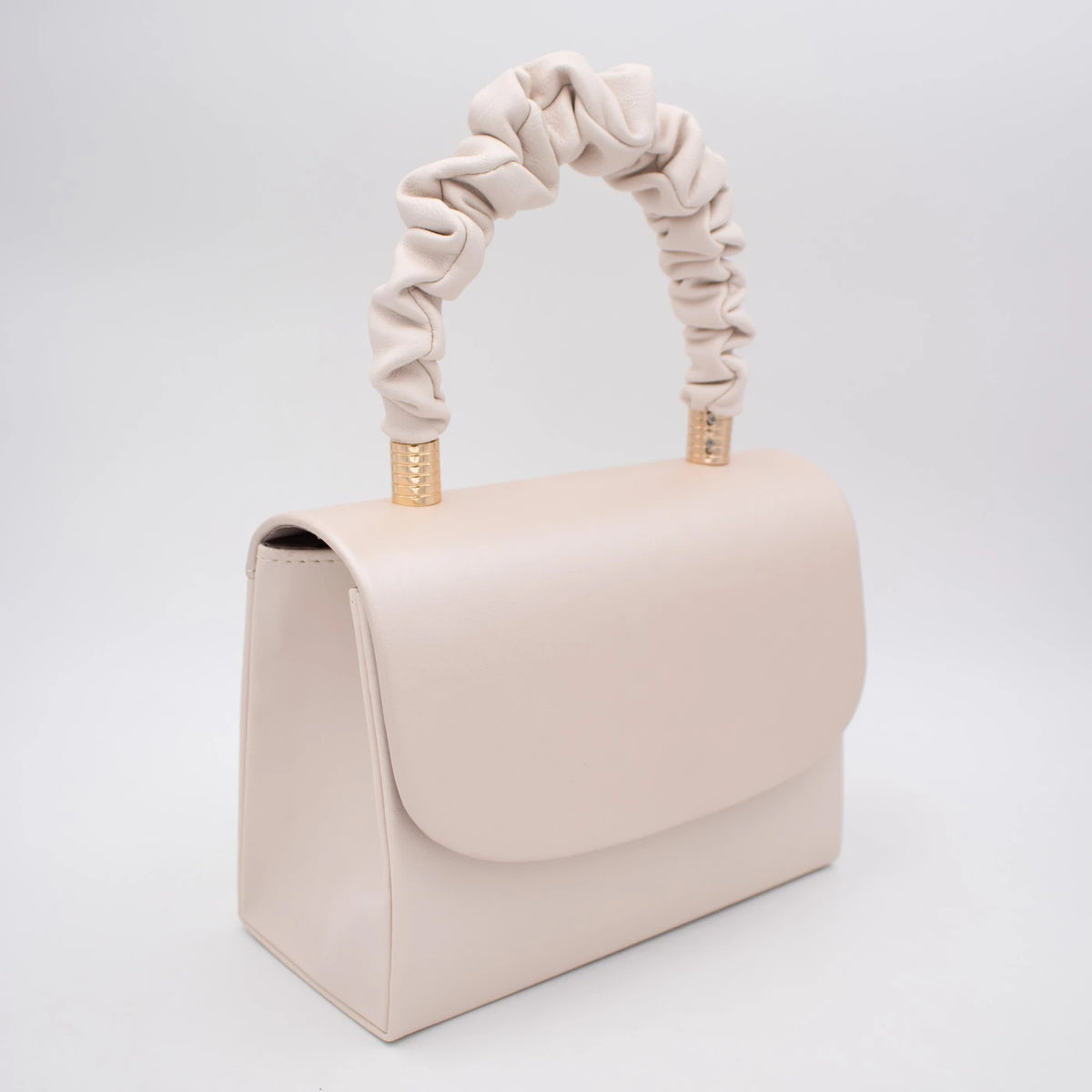 Emis Beige Ruched Handle Occasion Handbag