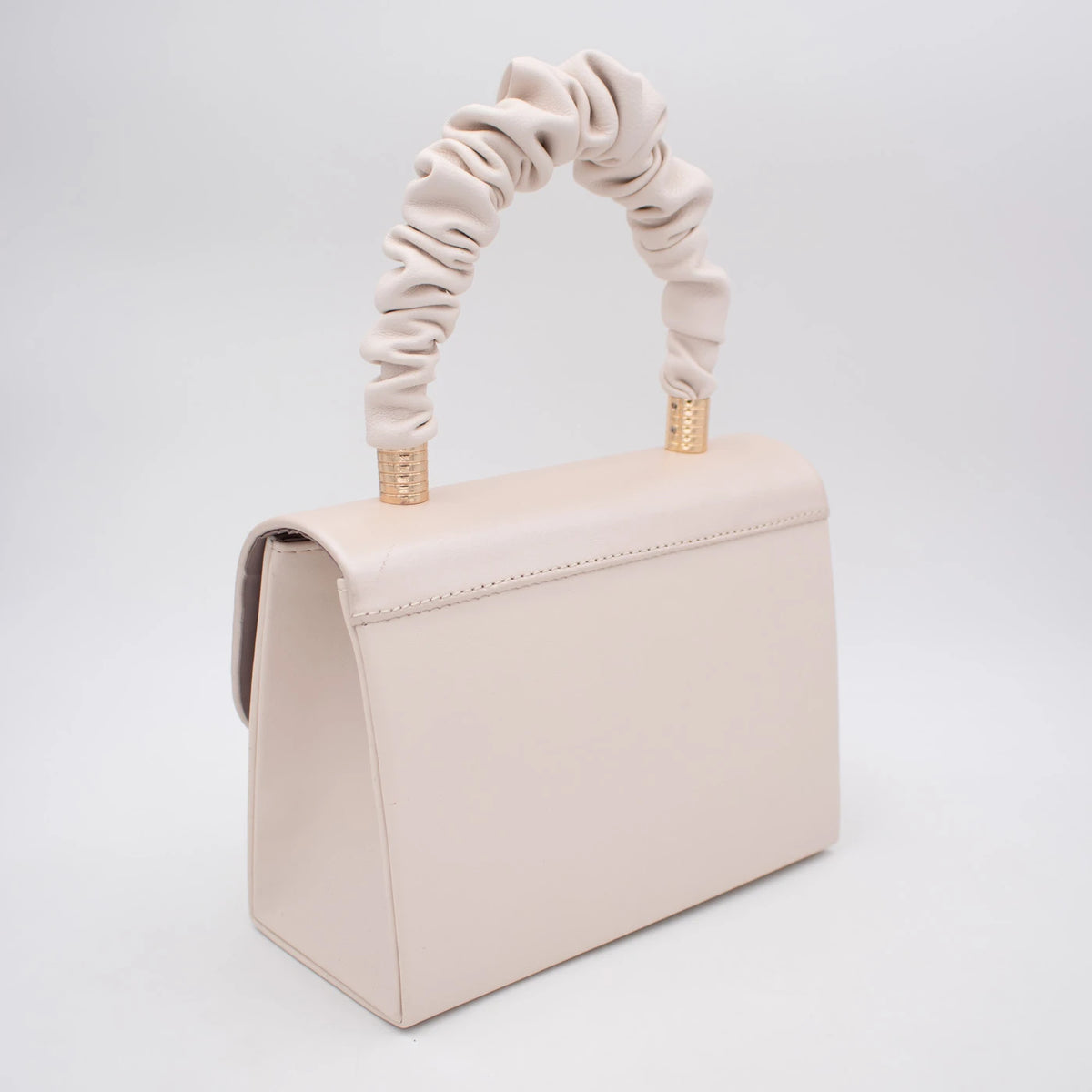 Emis Beige Ruched Handle Occasion Handbag