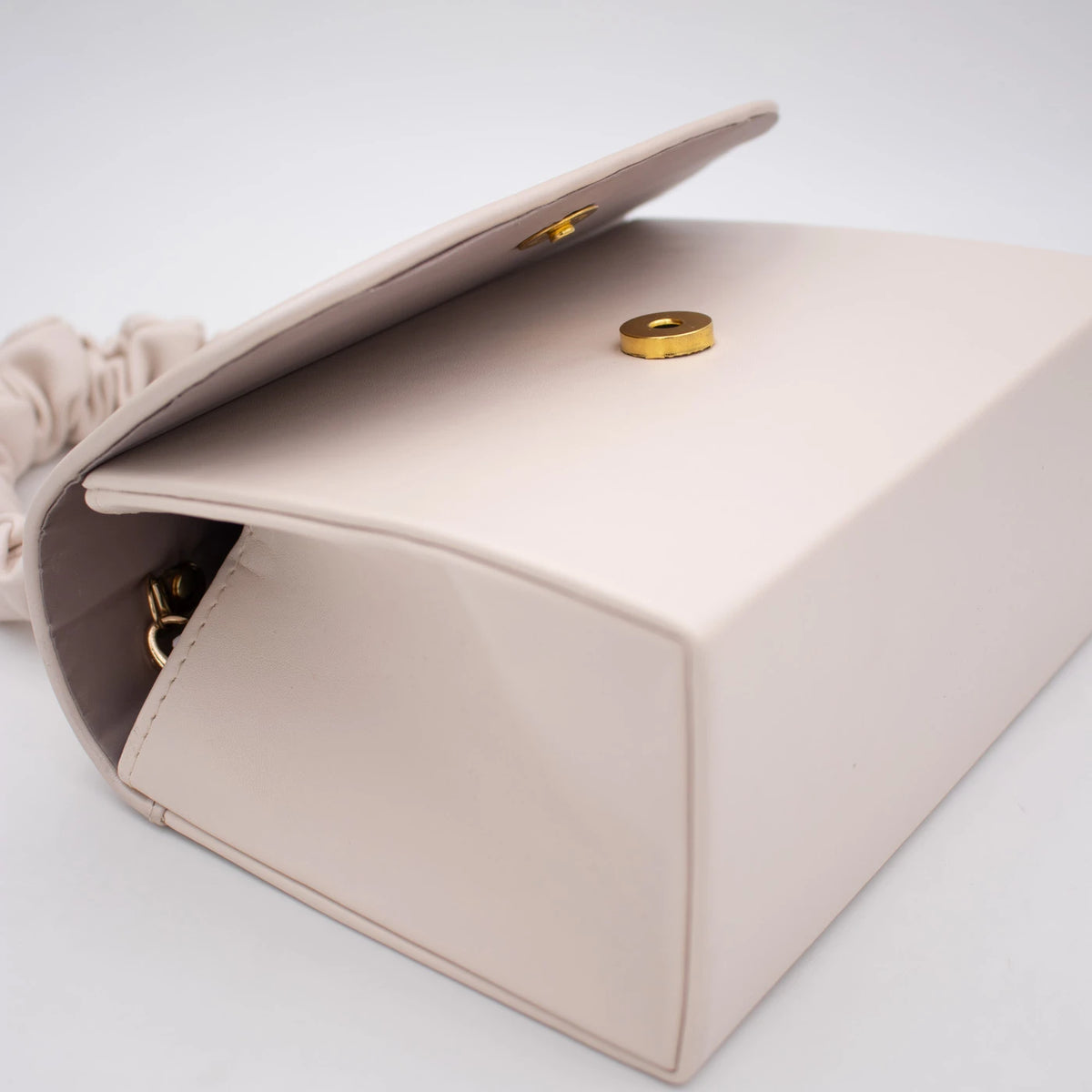 Emis Beige Ruched Handle Occasion Handbag