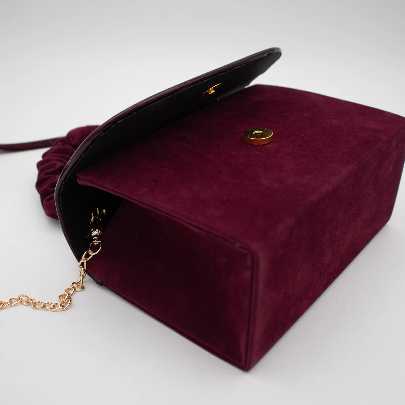 Emis Burgundy Patent Detail Ruched Handle Handbag