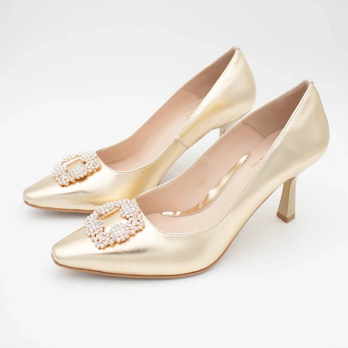 EMIS Lumière Gold Heels – Timeless Elegance with a Sculpted Heel - Leavys Shoes