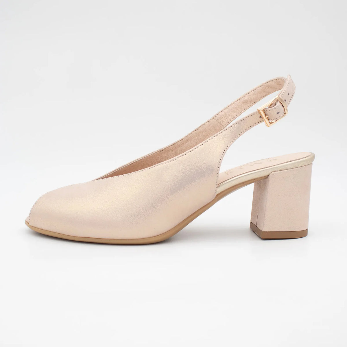 EMIS Blush Shimmer Slingback Heel with Peep Toe - Leavys Shoes