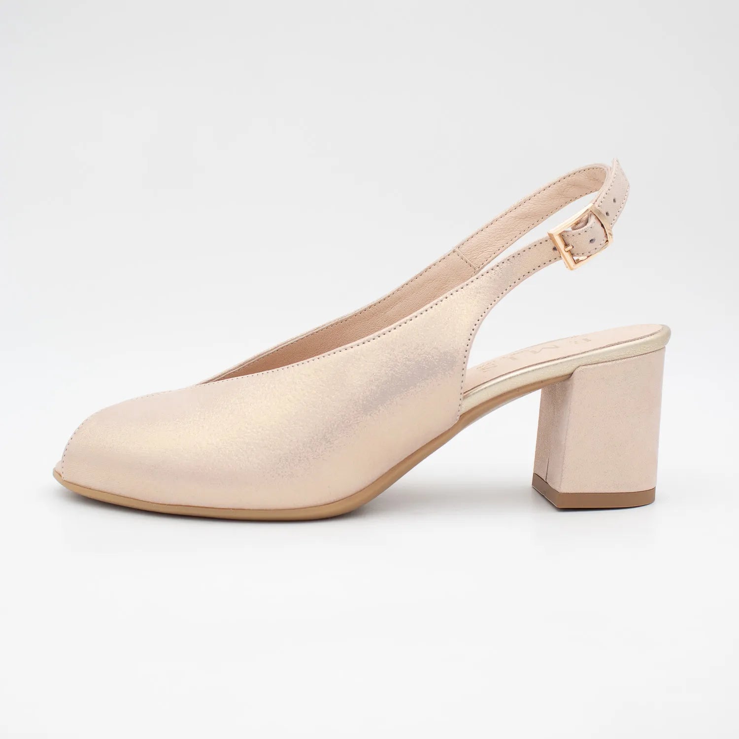 EMIS Blush Shimmer Slingback Heel with Peep Toe