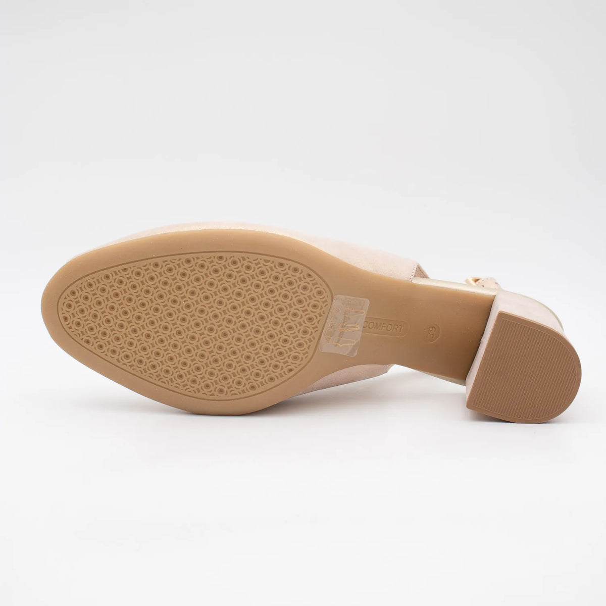 EMIS Blush Shimmer Slingback Heel with Peep Toe - Leavys Shoes