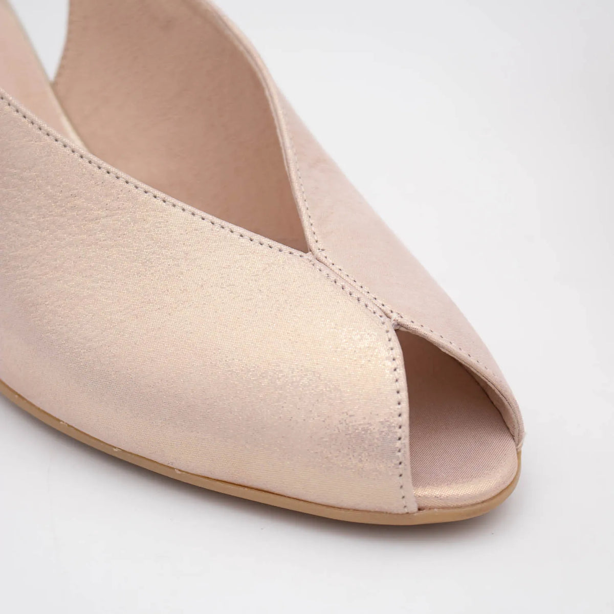 EMIS Blush Shimmer Slingback Heel with Peep Toe - Leavys Shoes
