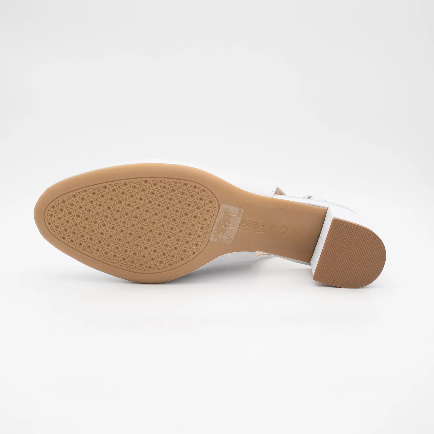 EMIS Silver Leather Slingback Peep-Toe Block Heel - Leavys Shoes