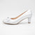 EMIS Silver Leather Court Heel with Bow Accent
