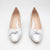 EMIS Silver Leather Court Heel with Bow Accent