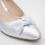 EMIS Silver Leather Court Heel with Bow Accent
