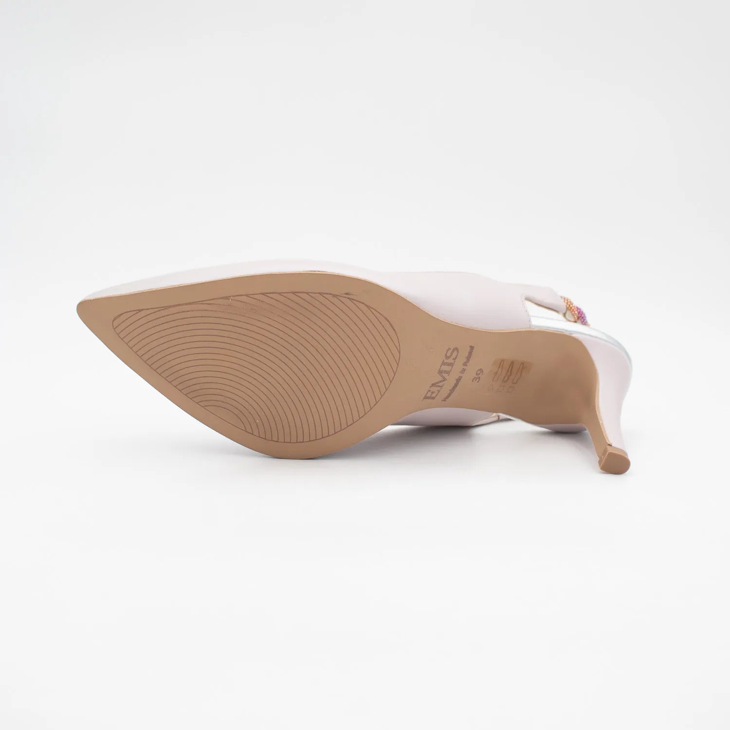 EMIS Pink Leather Slingback Heel with Braided Strap