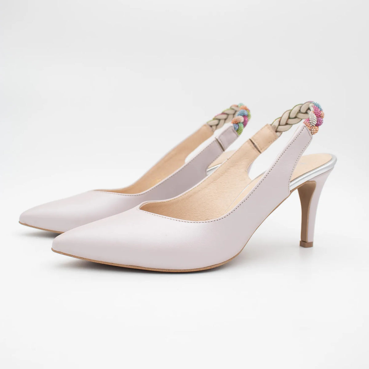 EMIS Pink Leather Slingback Heel with Braided Strap - Leavys Shoes