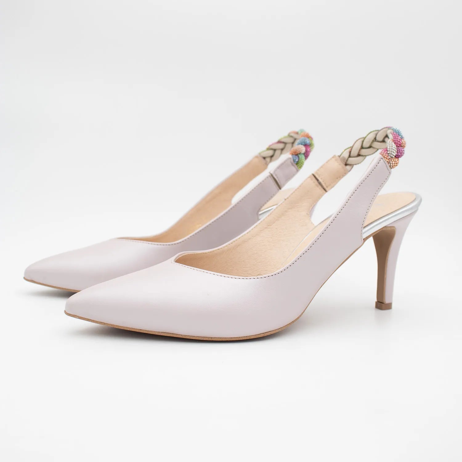 EMIS Pink Leather Slingback Heel with Braided Strap - Leavys Shoes