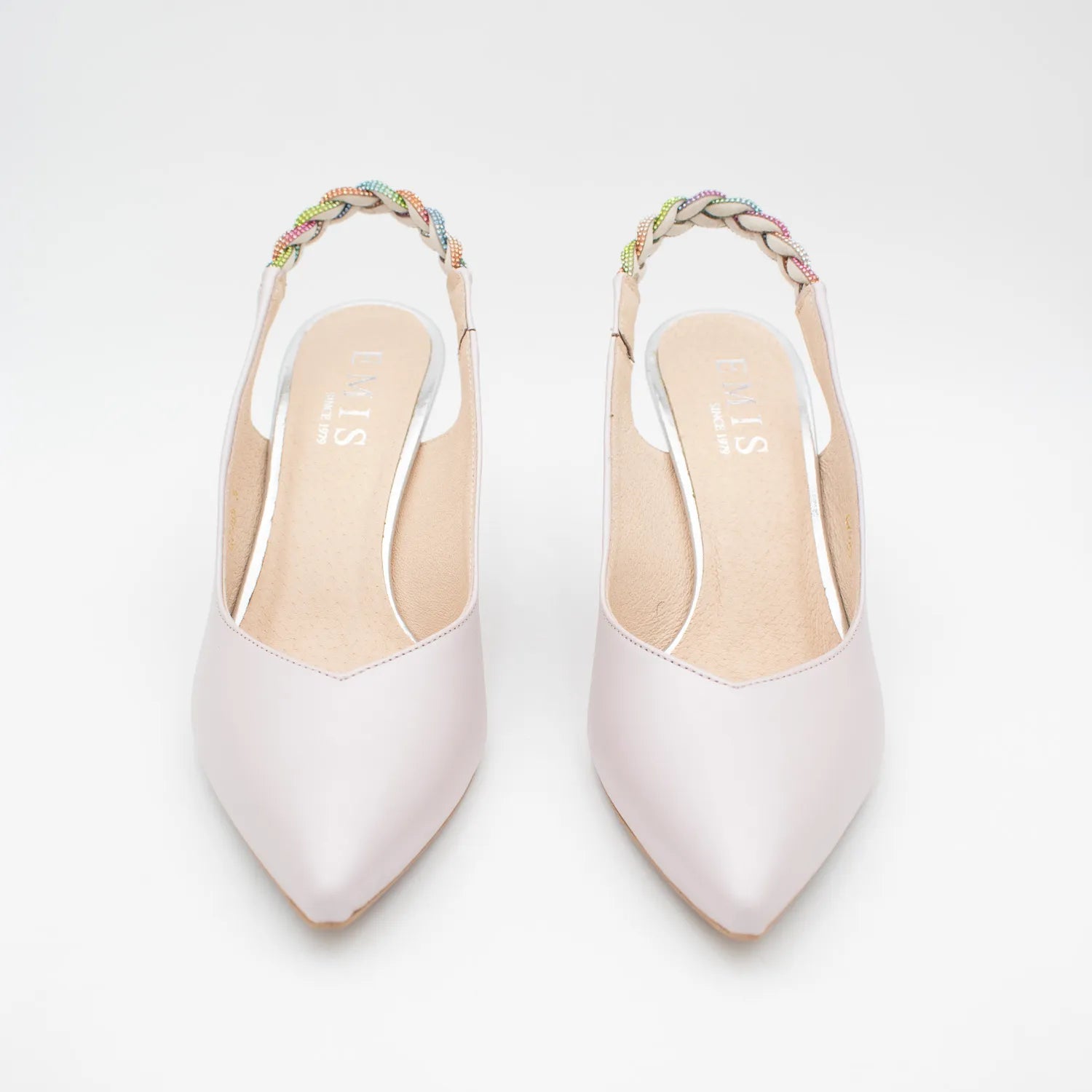 EMIS Pink Leather Slingback Heel with Braided Strap