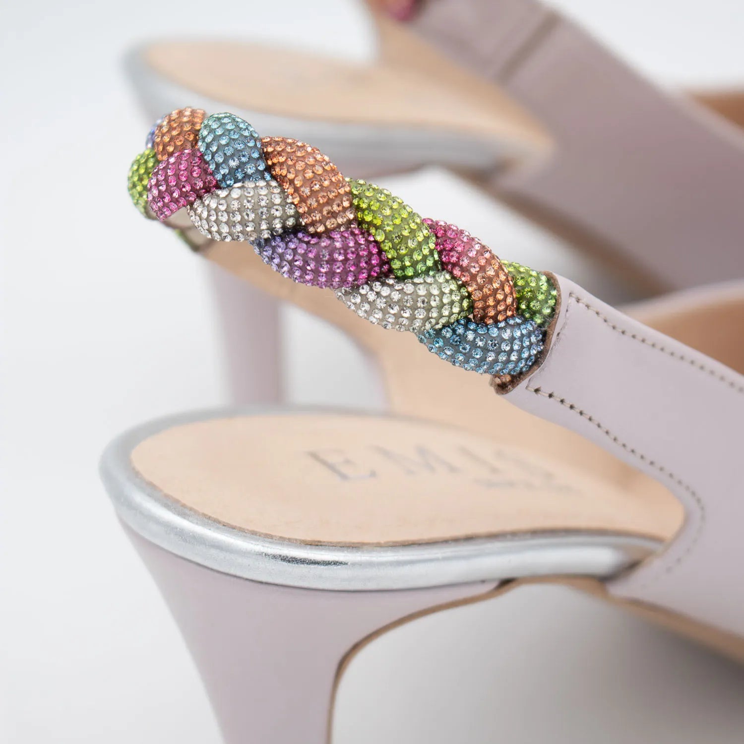 EMIS Pink Leather Slingback Heel with Braided Strap - Leavys Shoes