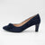 EMIS Navy Suede Leather Heel with Elegant Bow Detail