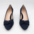 EMIS Navy Suede Leather Heel with Elegant Bow Detail
