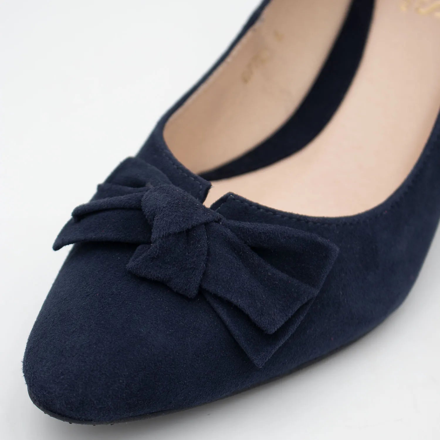EMIS Navy Suede Leather Heel with Elegant Bow Detail