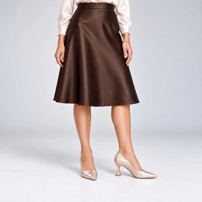 Emis Champagne Gold Leather Sculpted Heel Court Shoes