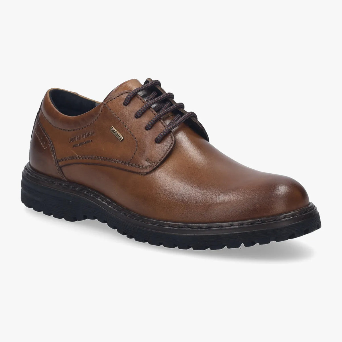 Josef Seibel Cognac Waterproof Men’s Leather Derby – Cushioned PU Sole (Erroll 50) - Leavys Shoes