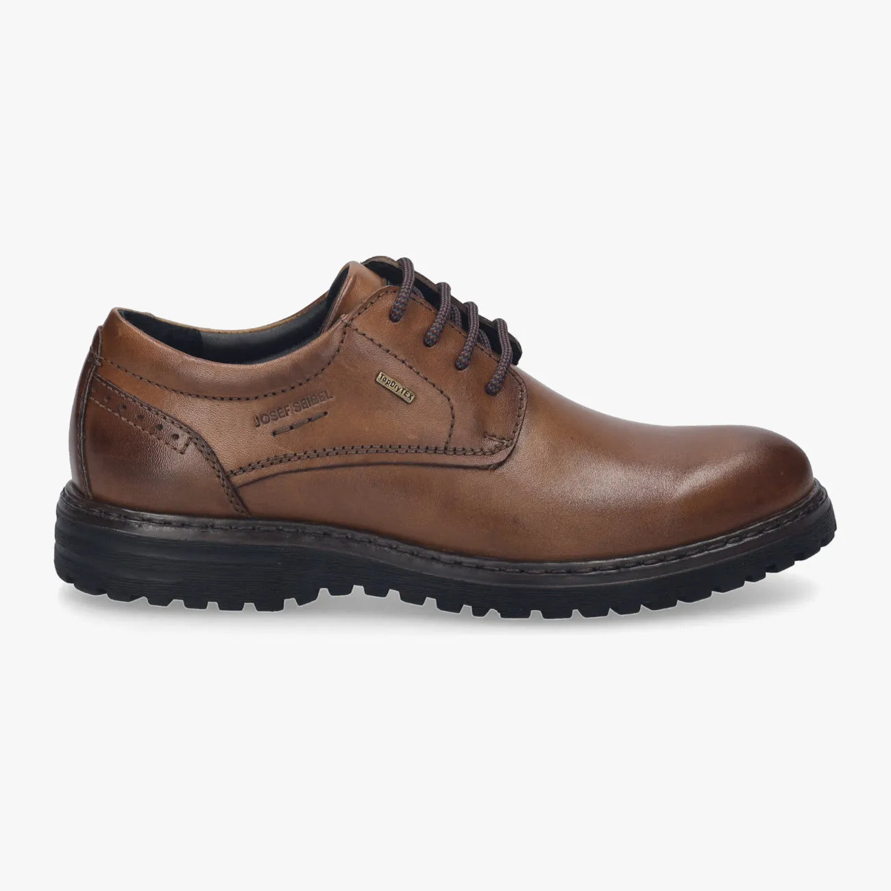 Josef Seibel Cognac Waterproof Men’s Leather Derby – Cushioned PU Sole (Erroll 50) - Leavys Shoes