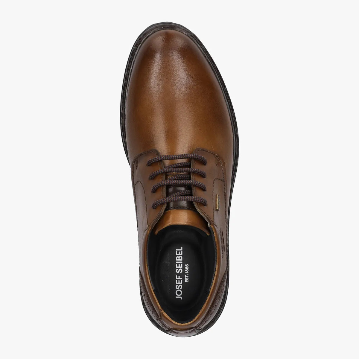 Josef Seibel Cognac Waterproof Men’s Leather Derby – Cushioned PU Sole (Erroll 50) - Leavys Shoes