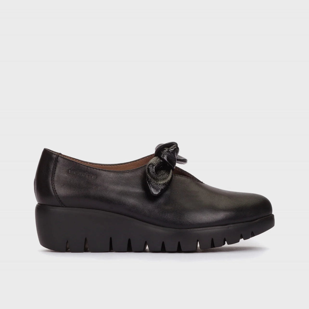 Wonders Black Bow-Detail Wedge Loafers - Leavys Shoes