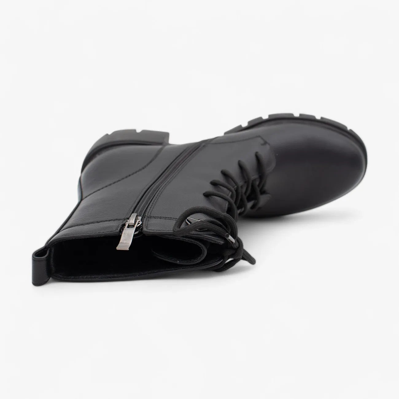 Redz Women's Black Lace-Up Ankle Boot – Chunky Sole Design - Leavys Shoes