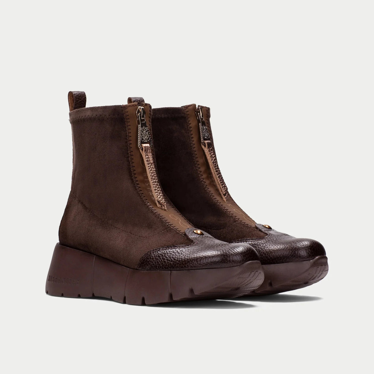 Hispanitas Montana Chocolate Leather Platform Ankle Boots