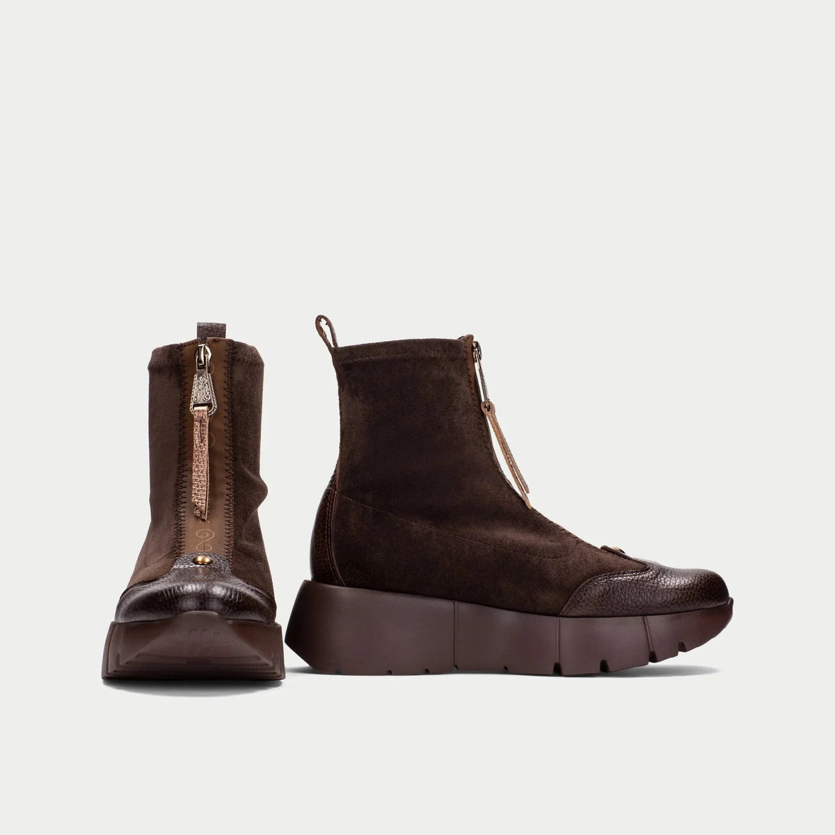 Hispanitas Montana Chocolate Leather Platform Ankle Boots