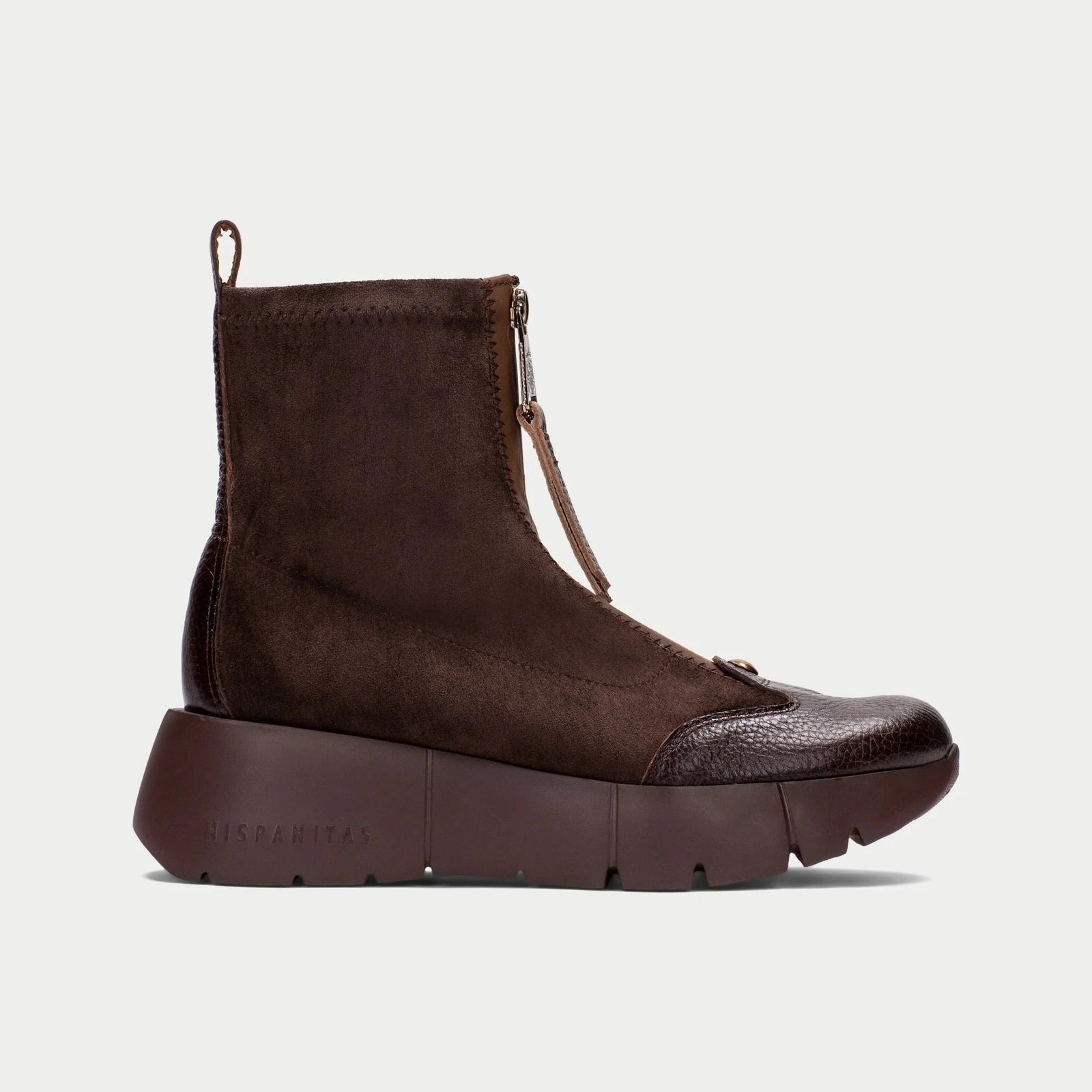 Hispanitas Montana Chocolate Leather Platform Ankle Boots