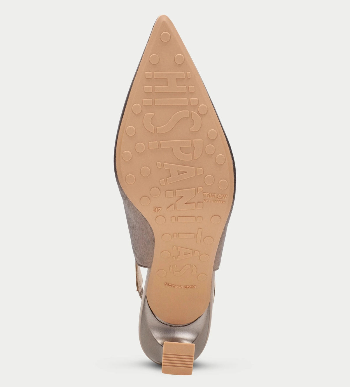 Close-up of a shoe sole with 'Herschel' branding on a white background