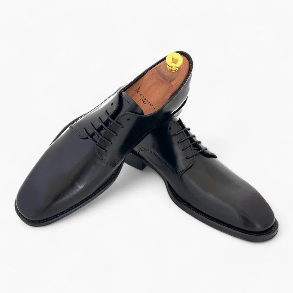 Luis Gonzalo 8011H Black Leather Blucher Men’s Shoe – Premium Leather & Anti-Slip Sole - Leavys Shoes