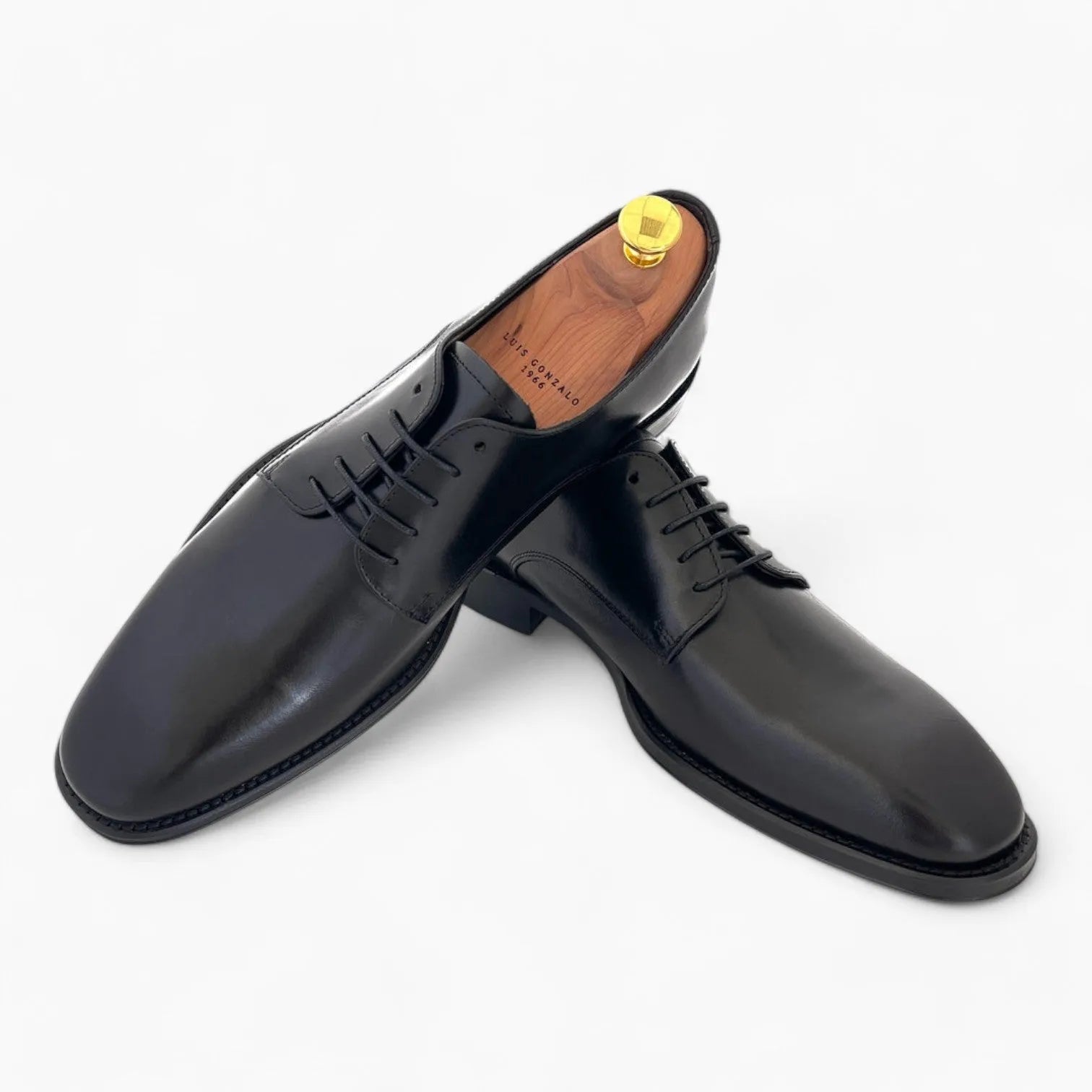 Luis Gonzalo 8011H Black Leather Blucher Men’s Shoe – Premium Leather & Anti-Slip Sole - Leavys Shoes