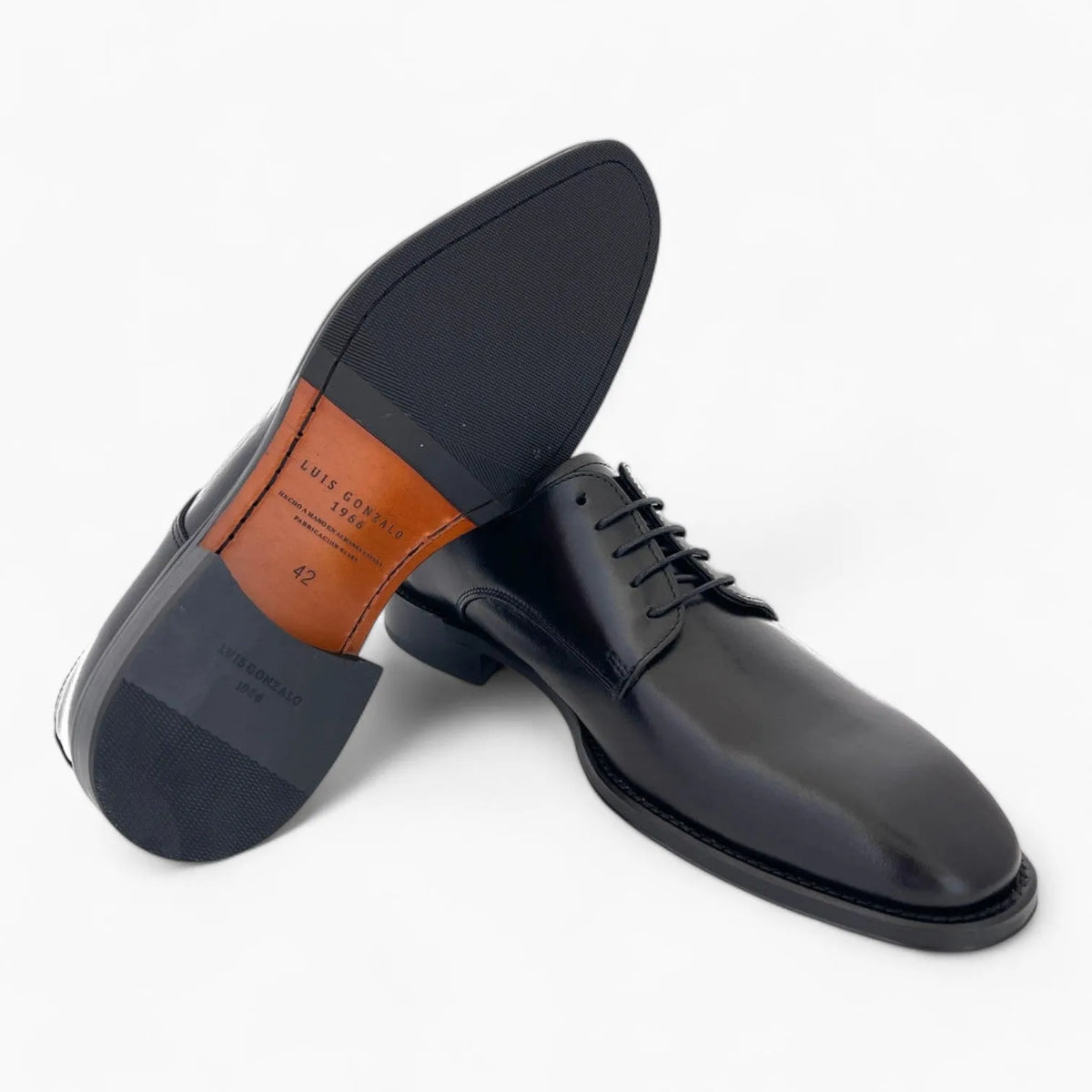 Luis Gonzalo 8011H Black Leather Blucher Men’s Shoe – Premium Leather & Anti-Slip Sole - Leavys Shoes