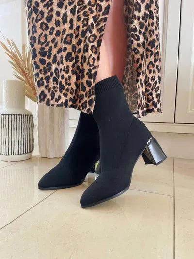 Sock ankle boots block heel discount