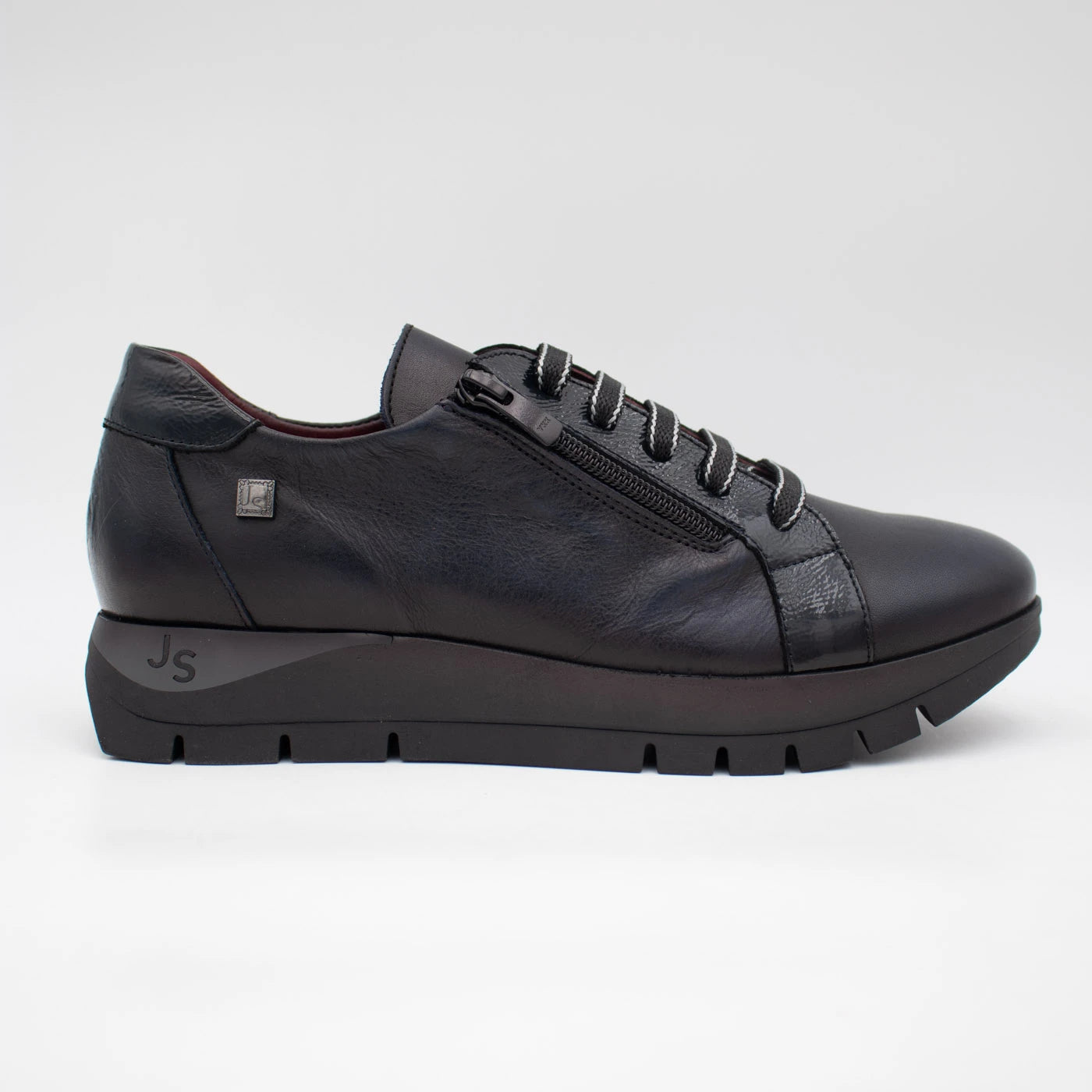 Jose Saenz Belén Navy Leather Zip Trainers