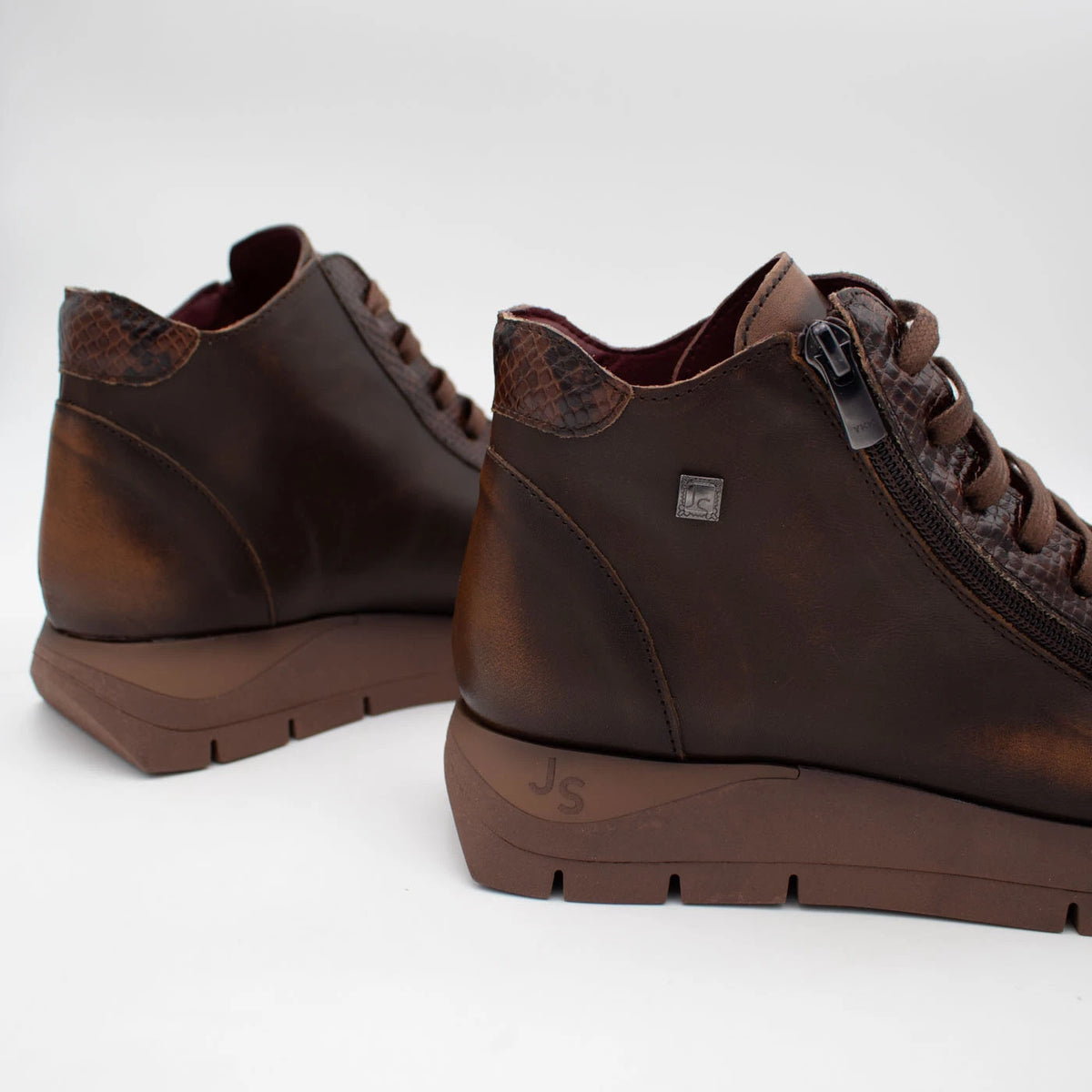 Jose Saenz Belén Tan & Brown Leather Zip Ankle Boots