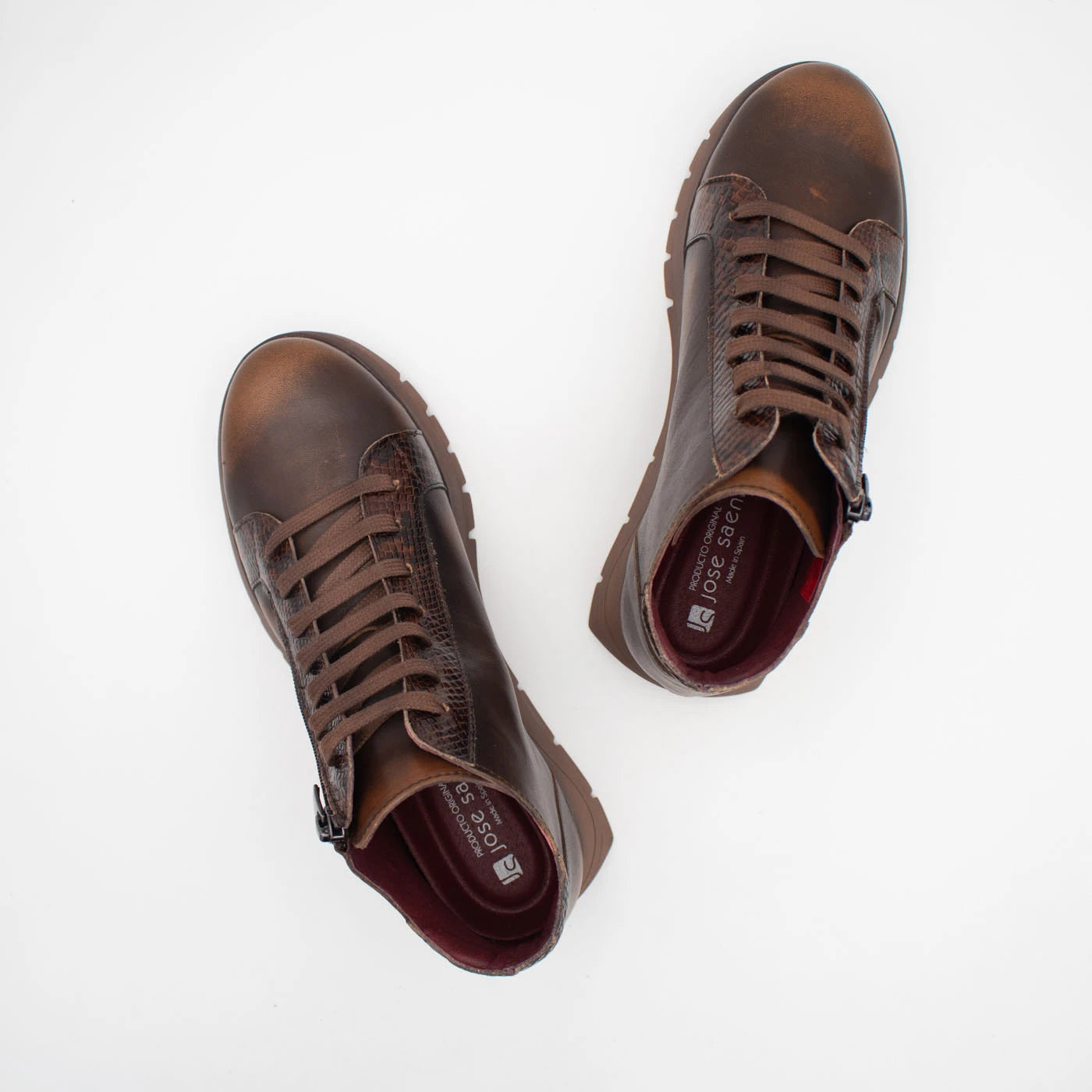 Jose Saenz Belén Tan & Brown Leather Zip Ankle Boots