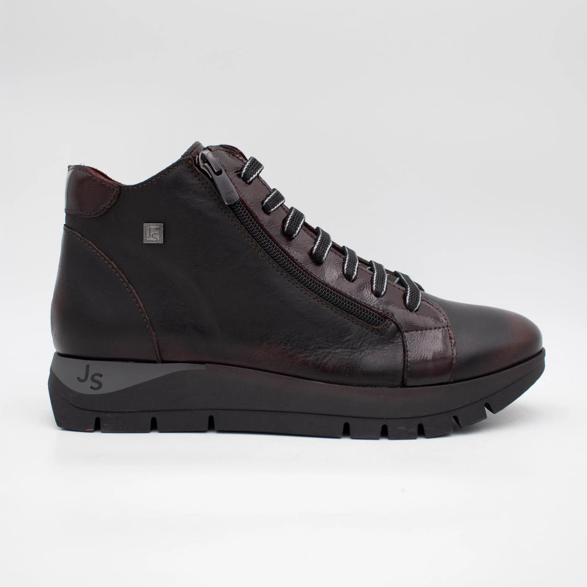 Jose Saenz Belén Burgundy Leather Zip Ankle Boots