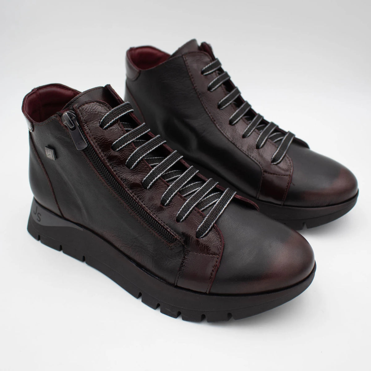 Jose Saenz Belén Burgundy Leather Zip Ankle Boots