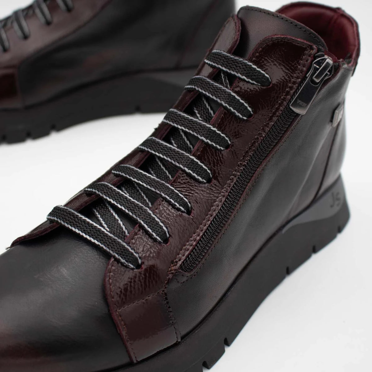 Jose Saenz Belén Burgundy Leather Zip Ankle Boots