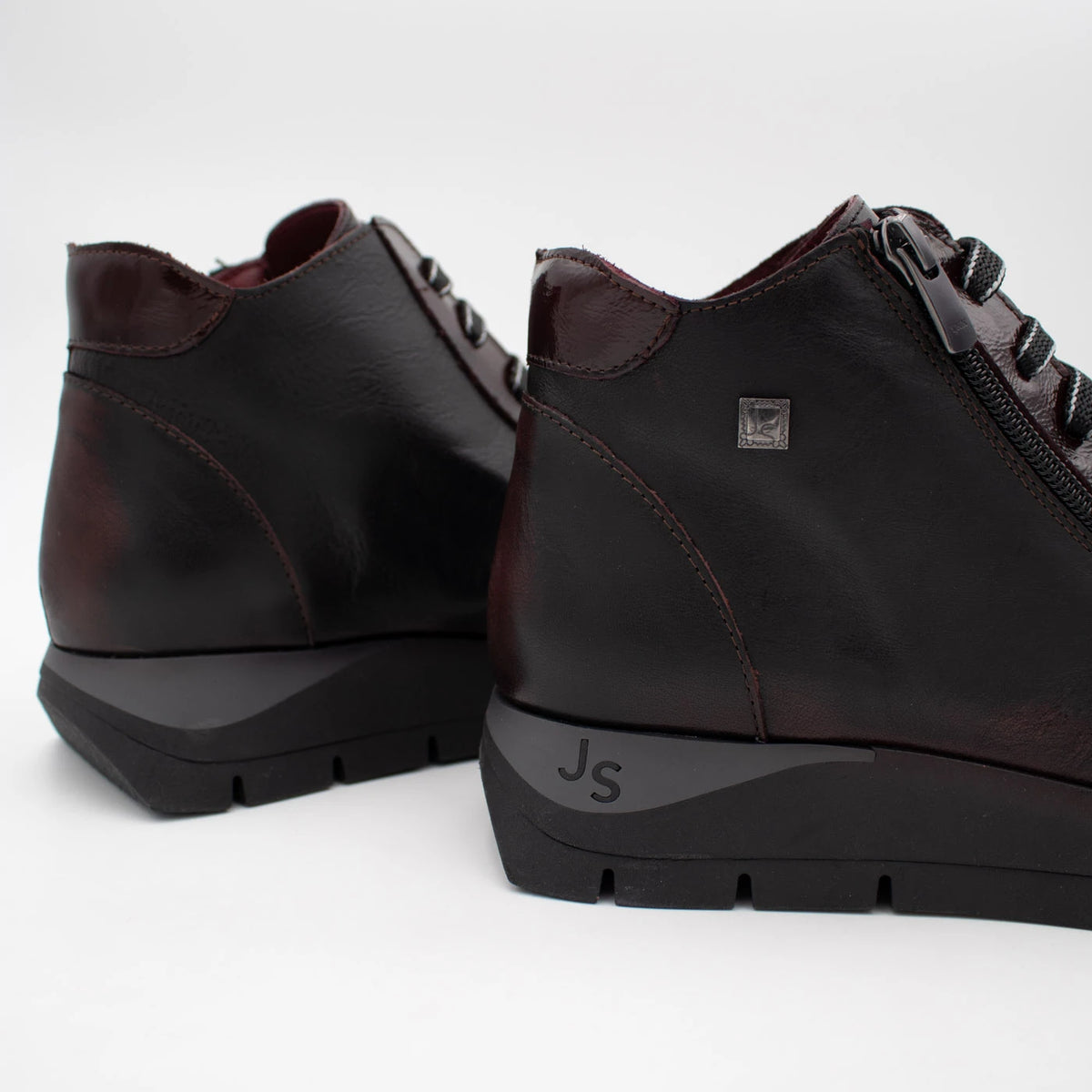 Jose Saenz Belén Burgundy Leather Zip Ankle Boots