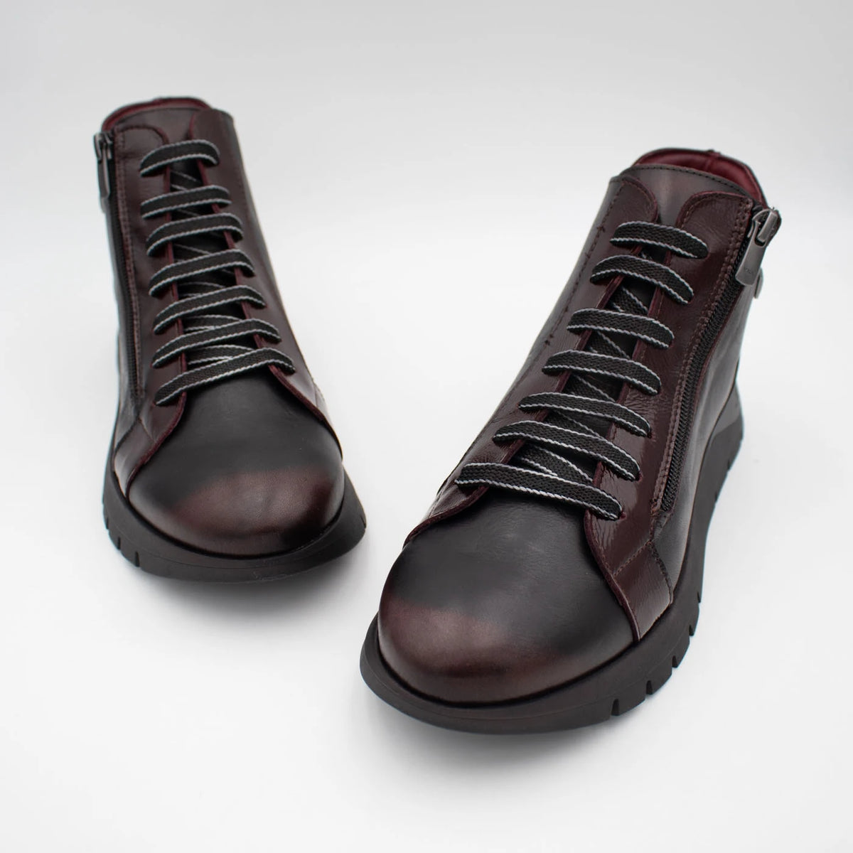 Jose Saenz Belén Burgundy Leather Zip Ankle Boots