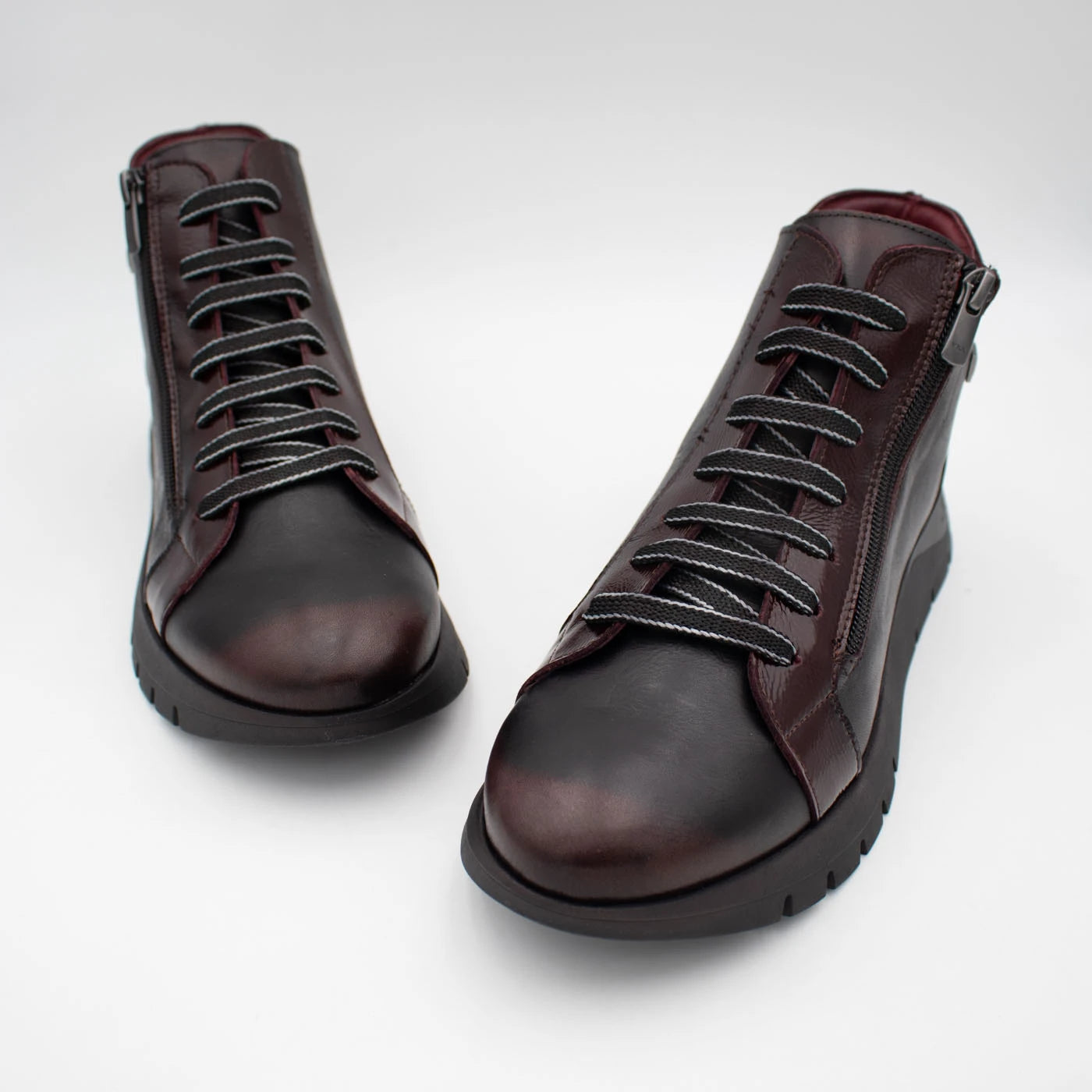 Jose Saenz Belén Burgundy Leather Zip Ankle Boots