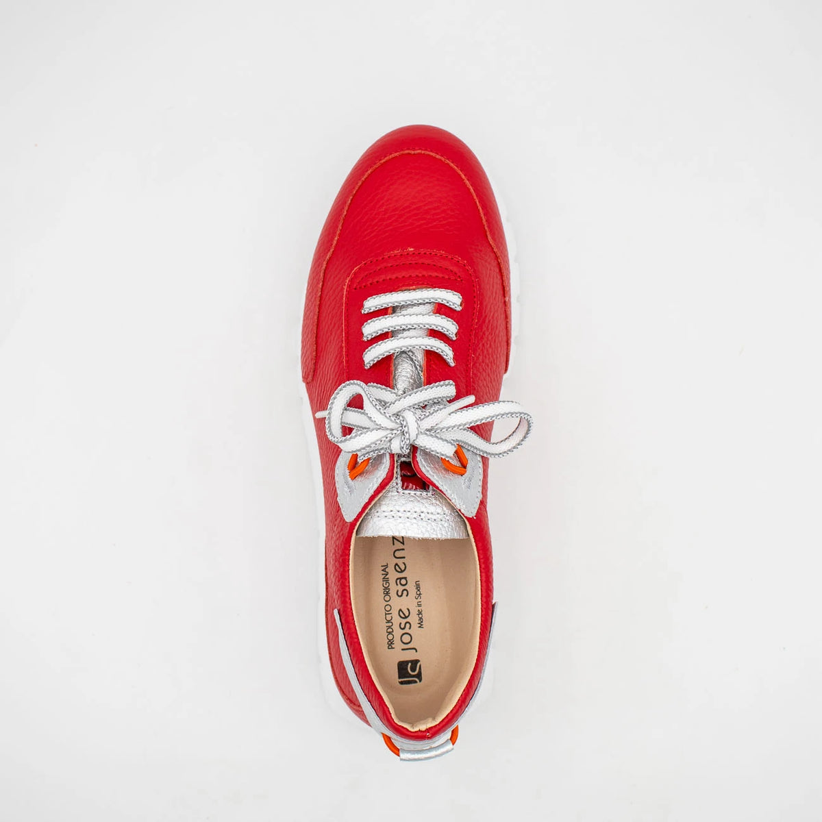 Jose Saenz Red Silver Trainer (Wide Fit) – 2287 ROJO/PLATA