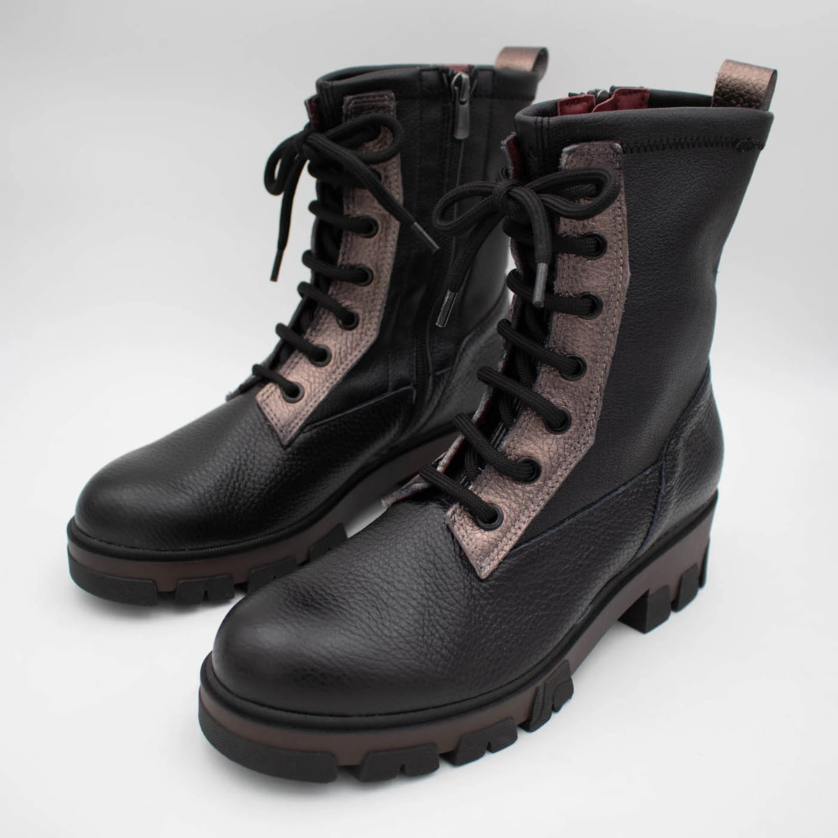 Jose Saenz Noelia Black Leather Lace-Up Ankle Boots