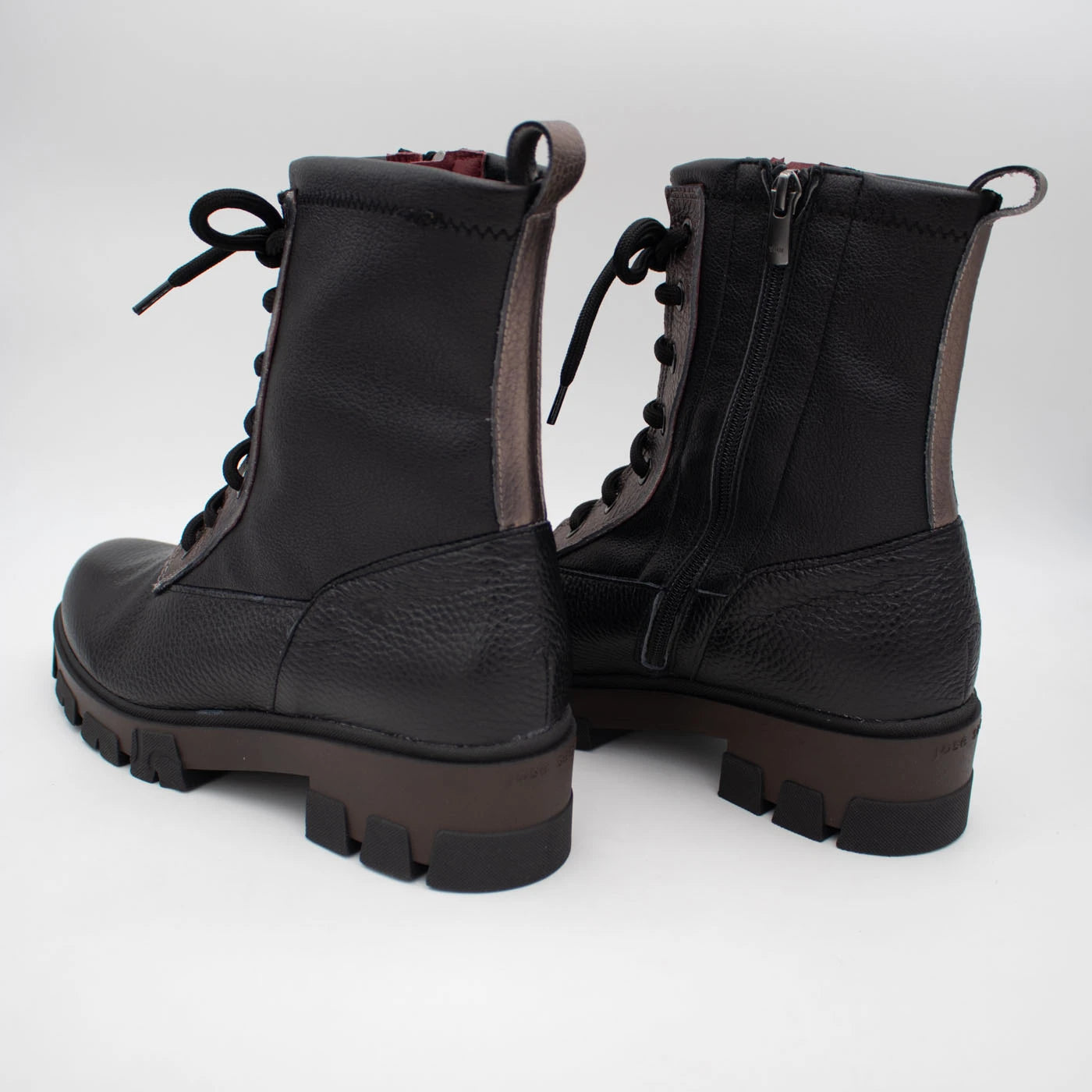 Jose Saenz Noelia Black Leather Lace-Up Ankle Boots