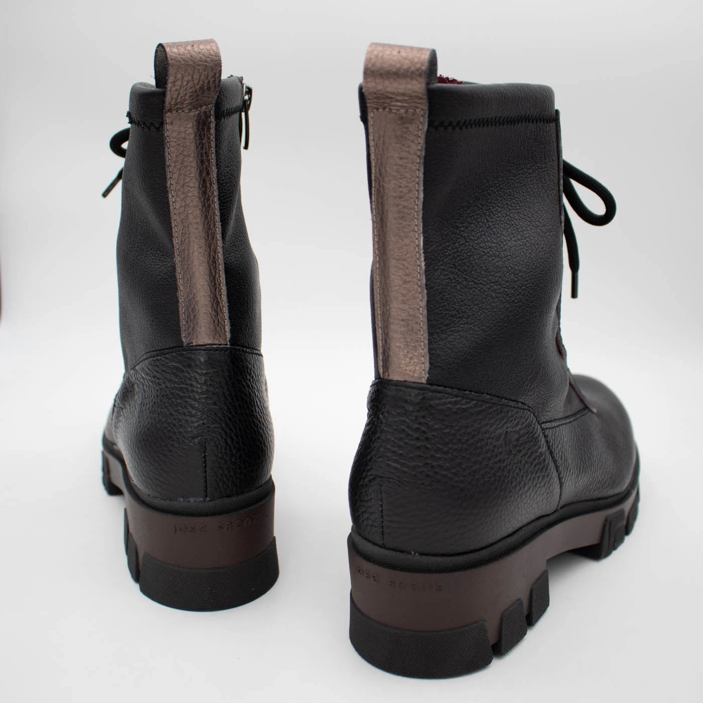 Jose Saenz Noelia Black Leather Lace-Up Ankle Boots