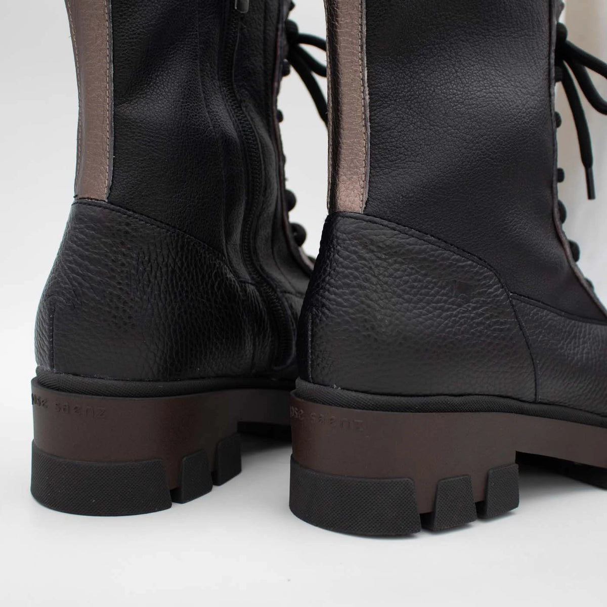 Jose Saenz Noelia Black Leather Lace-Up Ankle Boots