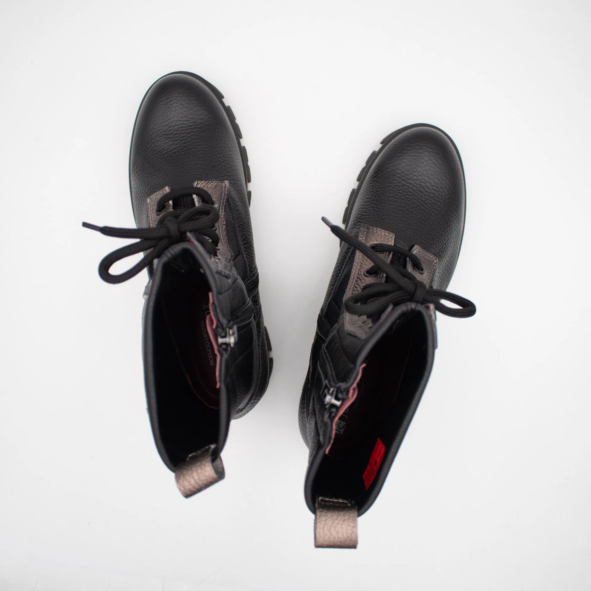 Jose Saenz Noelia Black Leather Lace-Up Ankle Boots